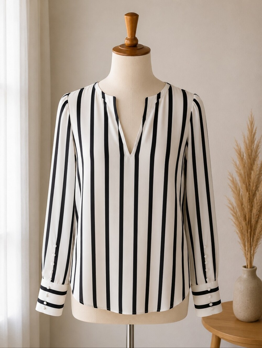 Express Black & White Striped Blouse – Size S